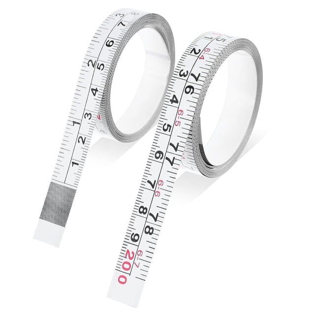 Ymapinc 2 Packs Steel Self Adhesive Measuring Tape 78 Inches/200 cm Sticky Tape Ruler Measure White Metric and Imperial Measure Reading Ruler Tapes for Workbench Drafting Table