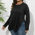 thumbnail image 2 of Elainilye Fashion Women Under Scrub Shirts Long Sleeve Plus Size Tops V-neck Solid Loose Undershirt Blouse,Black, 2 of 6