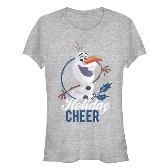 Junior's Frozen Olaf Holiday Cheer  Graphic Tee Athletic Heather Small