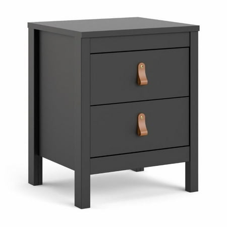Tvilum Madrid 2 Drawer Bedroom Nightstand for Adults Black Matte