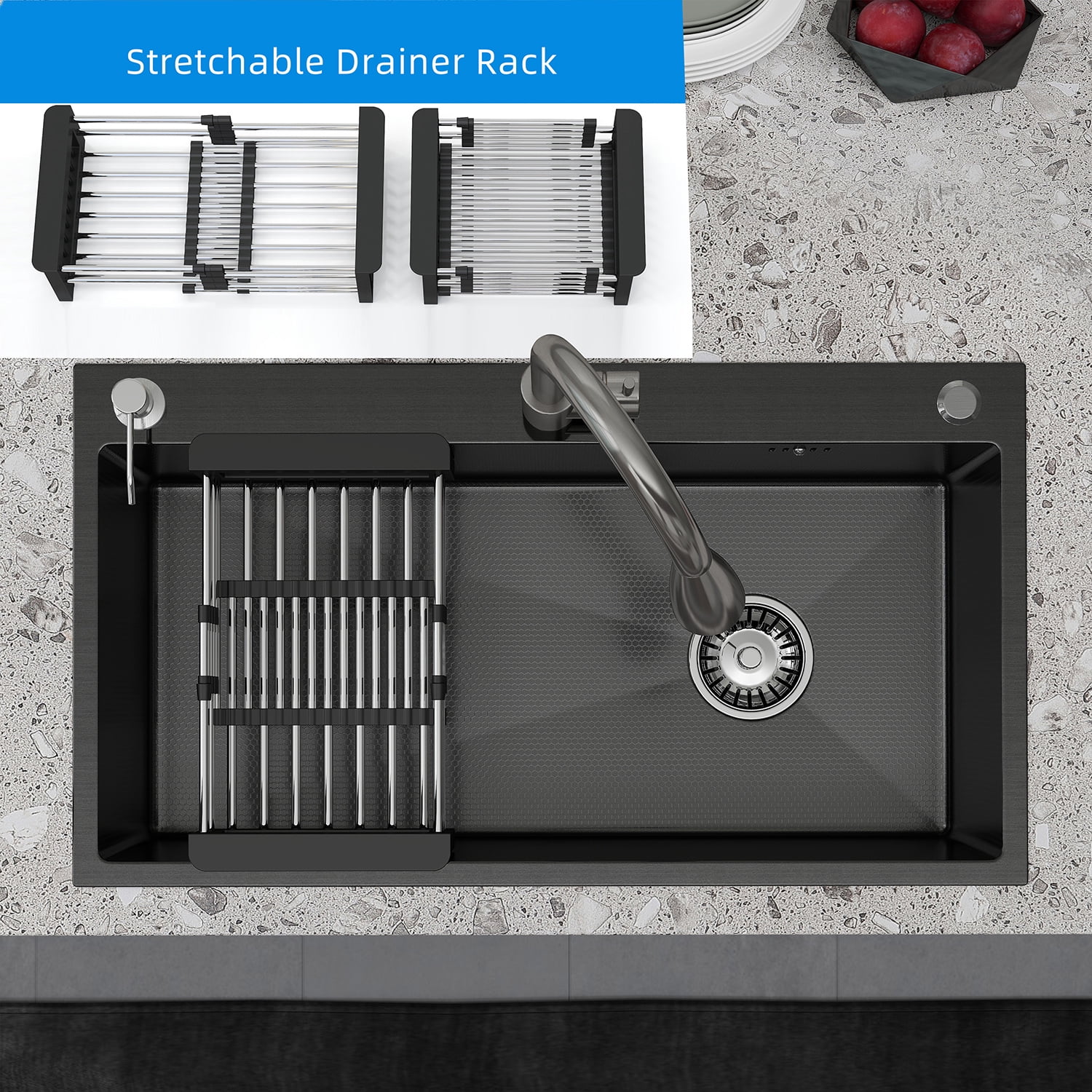 lemontalking 28" Drop In Kitchen Sink Stainless Steel Single Bowl Top Mount Black