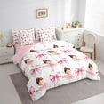 thumbnail image 3 of Homewish Pink Watercolor Bowknot Bedding Comforter Set 7pcs for Kid, Dreamy Fairy Tale King Bedding Sets, Cartoon Ballet Princess Reversible Bed Sheets, Microfiber Bedroom Decor, 3 of 7