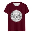 thumbnail image 4 of DGMIOCS Black and White Disco Ball Club Retro T-Shirt Women's Short Sleeve Casual Party T-Shirt XL, 4 of 5
