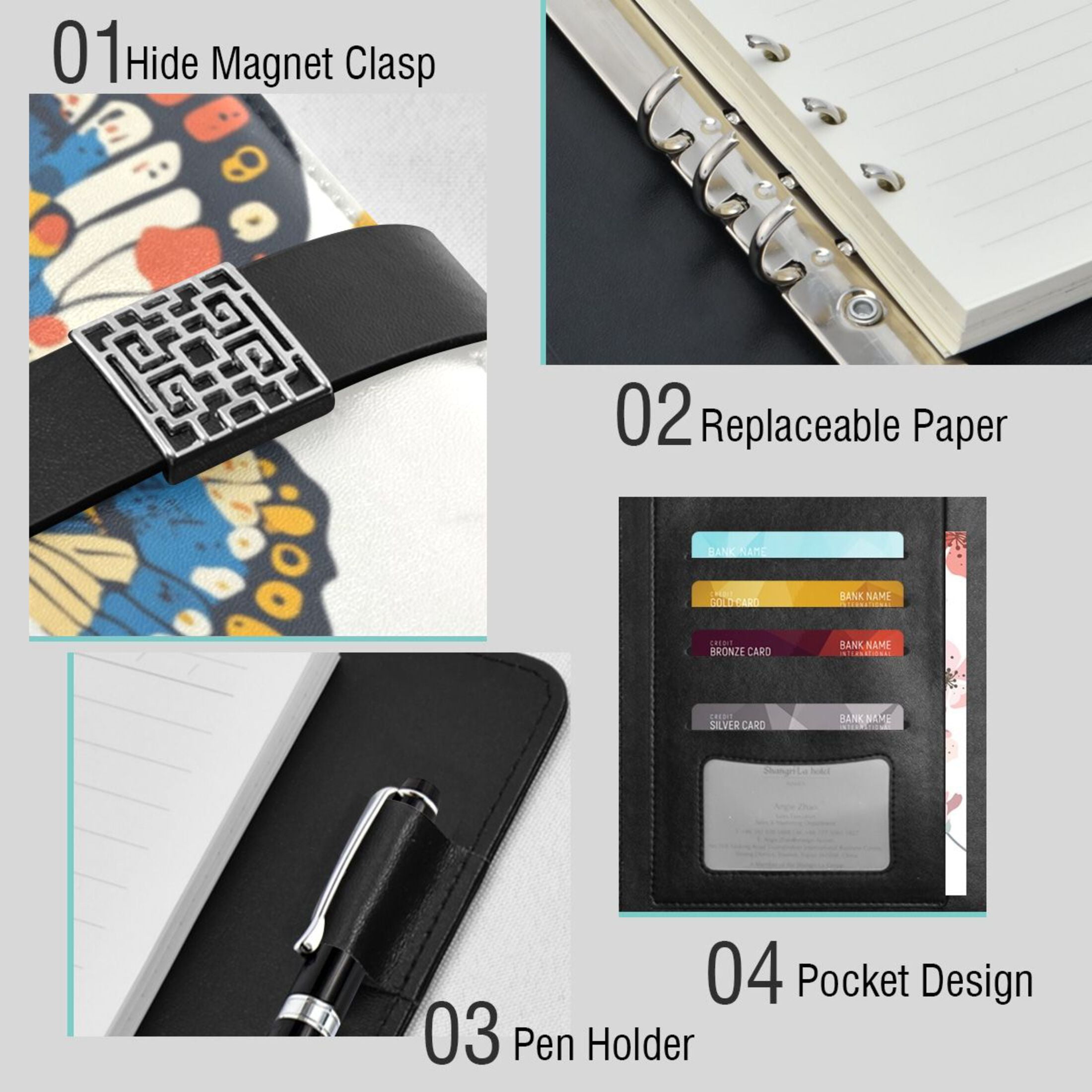 Leather Planner Leather Notebook Notebook Journal Binder Design Pen Pocket Design Convenient for Storage Beautiful Colored Butterfly