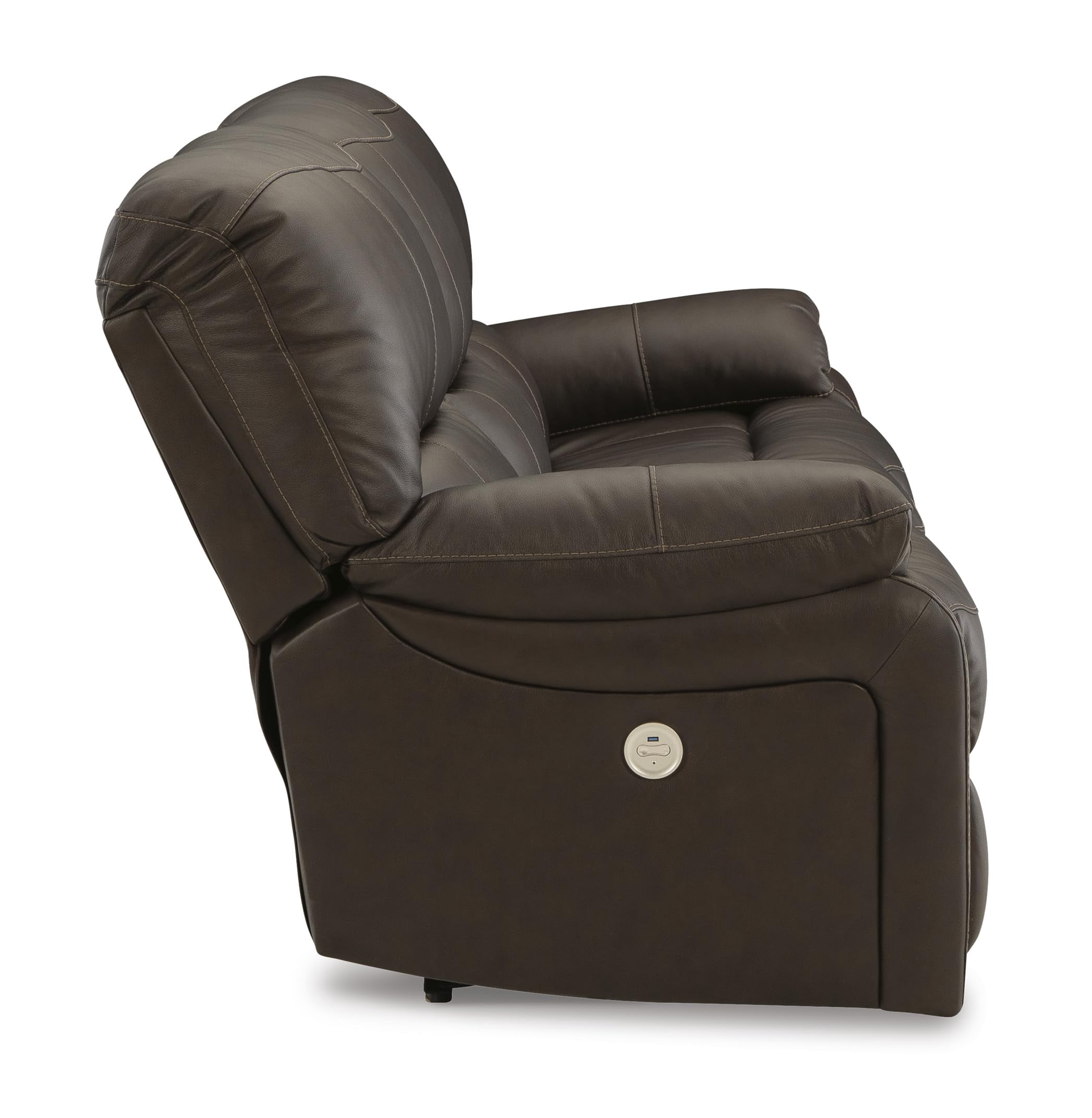 Signature Design by Ashley Leesworth Dark Brown Power Reclining Sofa