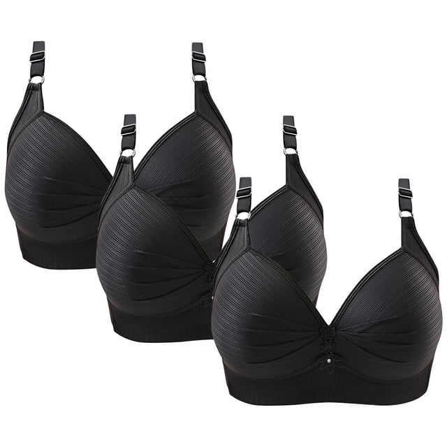 Bras for Women 3PCS Womans Printing Gathered Together Large Size Daily Bra Underwear No Rims