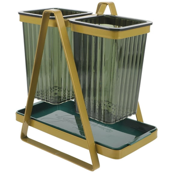 Luxshiny 1Pcs Kitchen Desktop Spoon Holder for Utensil Supply Square Cup Olive .00X20.30X12.50Cm