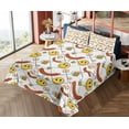 thumbnail image 4 of Ambesonne Emoji Fitted & Top Sheet Set with Shams, Grid Back German Funny Faces, White Mustard Dark Salmon, 4 of 5
