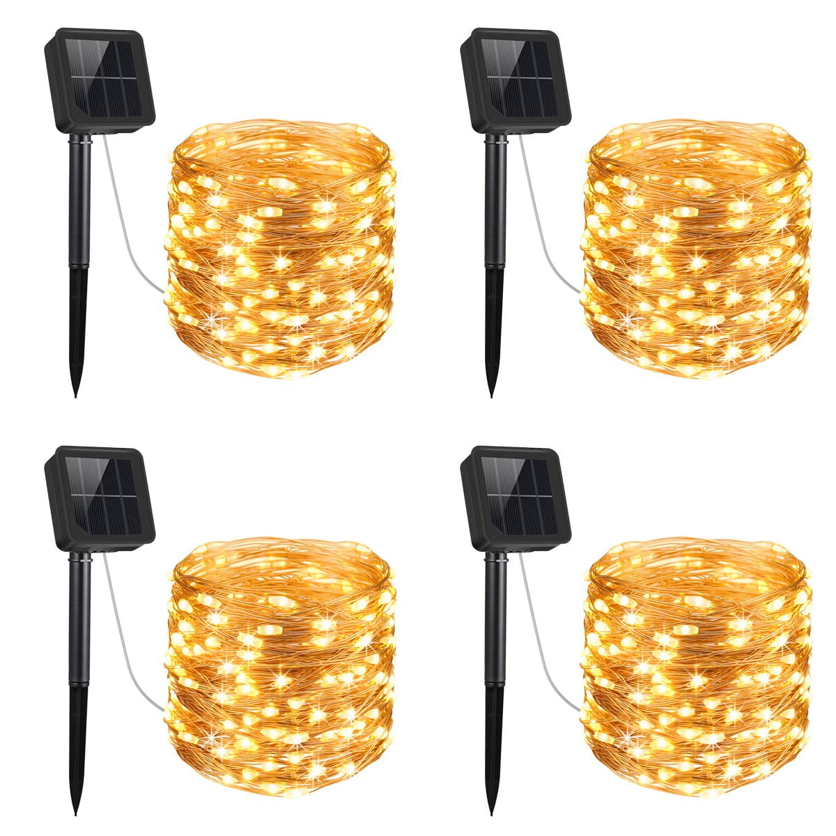 Upgraded Solar String Lights, 4 Pack 33ft 100 LED Outdoor String Lights
