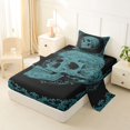 thumbnail image 2 of Homewish Antique Spooky Skull Twin Sheets for Adults, Teal Victorian Hippie Floral Bedding, 3pcs, 1 Flat Sheet, 1 Fitted Sheet and 1 Pillowcase, 2 of 5