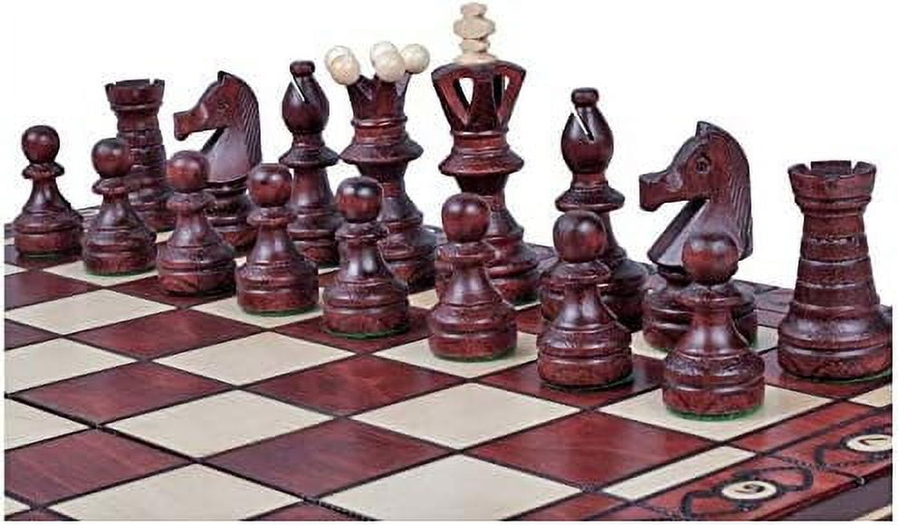 Wegiel Imperator 21-Inch Luxury Wooden Chess Set for Adults - Handcrafted from Premium Beech and Birch Wood, Black