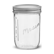 Wide Mason Jars with Airtight Lids, Labels and Measures - 16 oz - [Set of 6] Airtight Canning Jars, Glass Jars