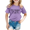 thumbnail image 1 of PMVFHDE Hauts Tendance pour Filles Manches Courtes T-Shirts Graphiques Mignons Mode Décontractée Respirante Imprimée Violet, 3-4 Ans, 1 of 4