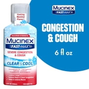 Mucinex Fast-Max Maximum Strength Severe Congestion & Cough Clear & Cool, Multi-Symptom Relief, Cough Suppressant, Expectorant, Nasal Decongestant, Menthol Flavor, 6 FL OZ