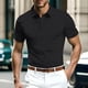 thumbnail image 1 of Playera Elvqul Caballero Casual Gym Negro Liso Manga Corta Solapa Botones, 1 of 3