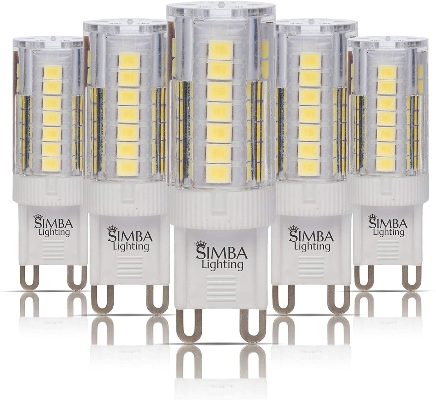Simba Lighting LED G9 T4 JCD 4W 40W Replacement Bulbs 120V Bi-Pin Base 6000K Daylight 5-Pack