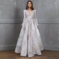 thumbnail image 3 of BAETEUY Women Evening Dress - Deep V Neck Lace Floral Embroideried Maxi Dress, 3 of 7