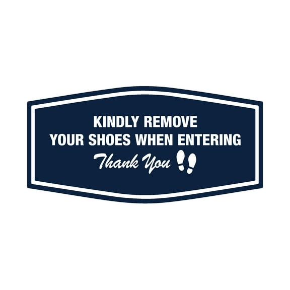 Signs ByLITA Fancy Kindly Remove Your Shoes When Entering Thank You Feet Graphic Sign (Navy Blue / White) - Large