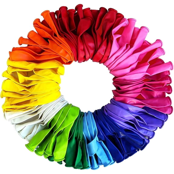 12 Inches Thickened Resilient Balloons, 100 Count Rainbow Latex Balloons for Joyful Celebrations