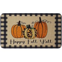 Fall Door Mat Outdoor for Front Door, Fall Decorations for Home Welcome Doormat Non-Slip Washable Thanksgiving Pumpkin Hello Fall Doormat Entrance Rug for Indoor Outdoor (Happy Fall, 17"x30")