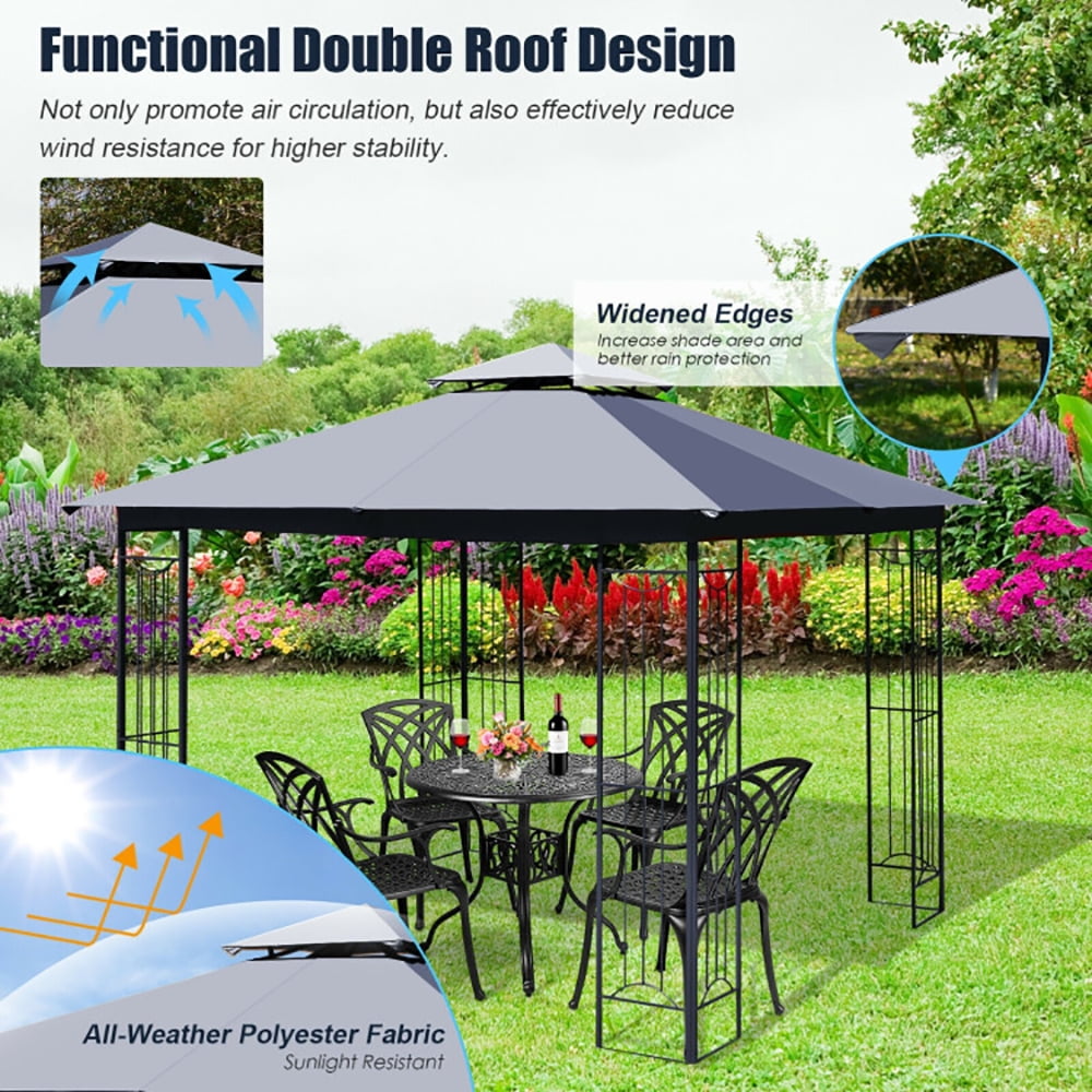 Aimee Lii 10 x 10 Feet L-Shaped Patio Canopy Gazebo Outdoor 2-Tier Steel Tent, Backyard Canopy Gazebo for Party Wedding BBQ Events, Gray Aimee Lii 10 x 10 Feet L-Shaped Patio Canopy Gazebo Outdoor 2-Tier Steel Tent, Backyard Canopy Gazebo for Party Wedding BBQ Events, Gray