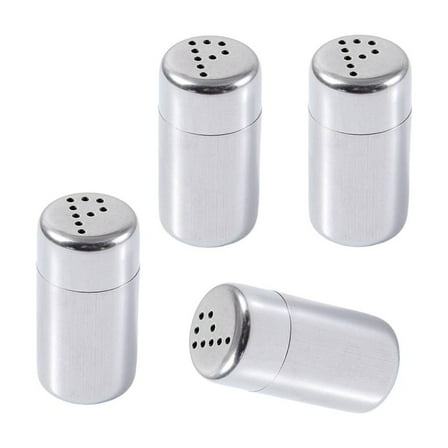 Yammee Set of 4 Stainless Steel Condiment Holders Mini Salt Shakers Small Seasoning Jar