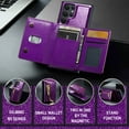thumbnail image 2 of Dteck Samsung Galaxy S22 Ultra Case Wallet for Women Glitter PU Leather S22 Ultra Case with Magnetic Detachable Card Holder Wallet with Zipper Pocket Kickstand Shockproof Cover,Purple, 2 of 9