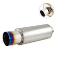 thumbnail image 2 of Fithood 4" JDM Titanium Burnt N1 Tip Stainless T-304 Exhaust Muffler 2.5" Inlet Silencer, 2 of 2