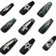 thumbnail image 2 of Halloween Decoration Fofosbeauty 24pcs Press on False Nail Tips Long Coffin Full Cover Fake Nails, Matte Black Magic, 2 of 7