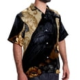 thumbnail image 2 of Crow Men's Short Sleeve Button Down Beach Shirts, Casual Printed Summer Unisex Tops, 2 of 6