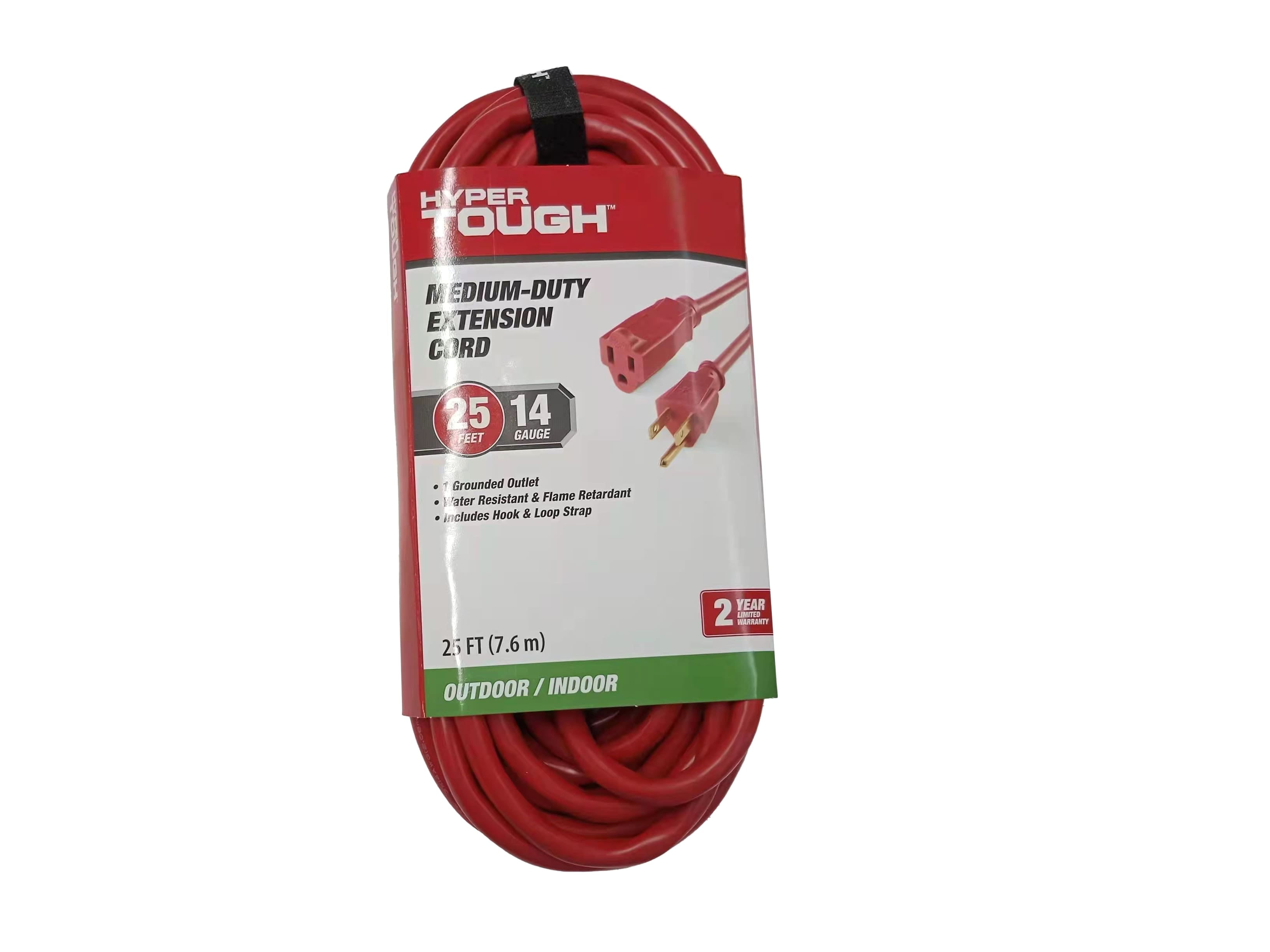 (5 pack) Hyper Tough 25FT 14AWG 3 Prong Red Extension Cord for Indoor and Outdoor Use, 15 Amps