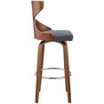 thumbnail image 3 of Gayle 30" Swivel Cross Back Grey Faux Leather and Walnut Wood Bar Stool, 3 of 9