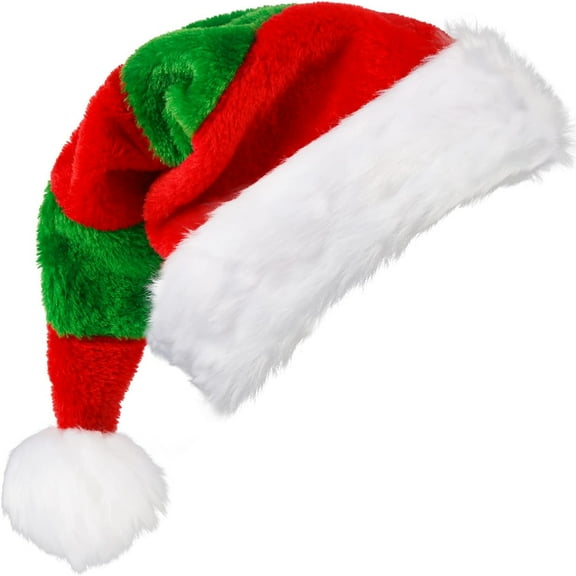 Santa Hat for Adults,Plush Christmas Hats with White Fur Xmas Hat for Christmas Holiday Party Decoration