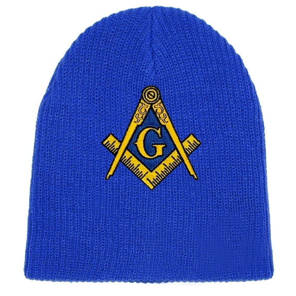 Masonic Hat Winter - Royal Blue Beanie Cap - Golden Standard Masons Symbol