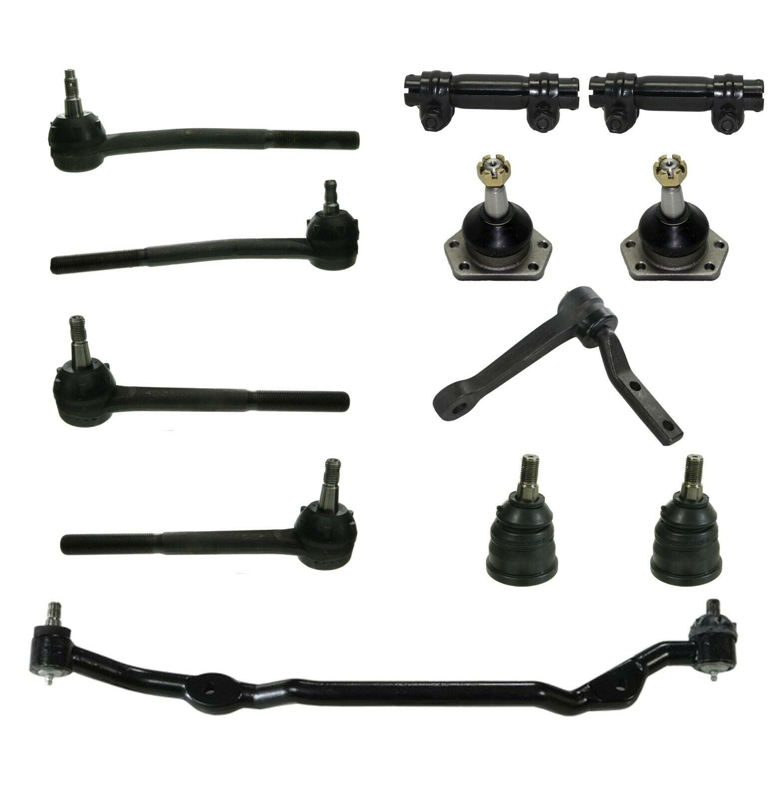PartsW 9 Piece Suspension Kit Adjusting Sleeves Inner and Outer Tie Rod Ends Pitman and Idler Arms and Idler Arm Bracket Assembly 