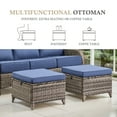thumbnail image 6 of Opohoro 6 Pieces Outdoor Conversation Set with 43" Rectangular Fire Pit Table, Gray Rattan Sofa Set with Swivel Rocker Chairs and Ottomans, Blue for Patio Backyard Deck, 6 of 15