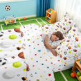 thumbnail image 4 of Manfei Cartoon Football King Bedding, Baseball Tennis Sports King Bed in a Bag, White Brown Orange, Polka Dots Reversible 7-Piece, 4 of 6