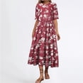 thumbnail image 1 of Qiopertar Robes Fluides à Manches Courtes et Col Rond pour Femmes, Grandes Économies de Vacances! à Moins de 5$, jusqu'à 90 % de Réduction, 1 of 5