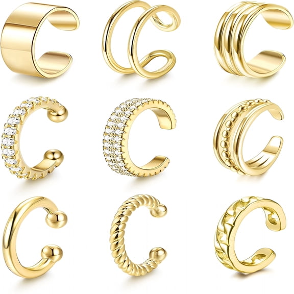 DESIGNICE Ear Cuffs for Women Non Piercing Gold Plated Ear Cuffs 14K Gold Plated Ear Cuff for Non Pierced Ears Clip on Cartilage Earring Fake Earrings Lightweight