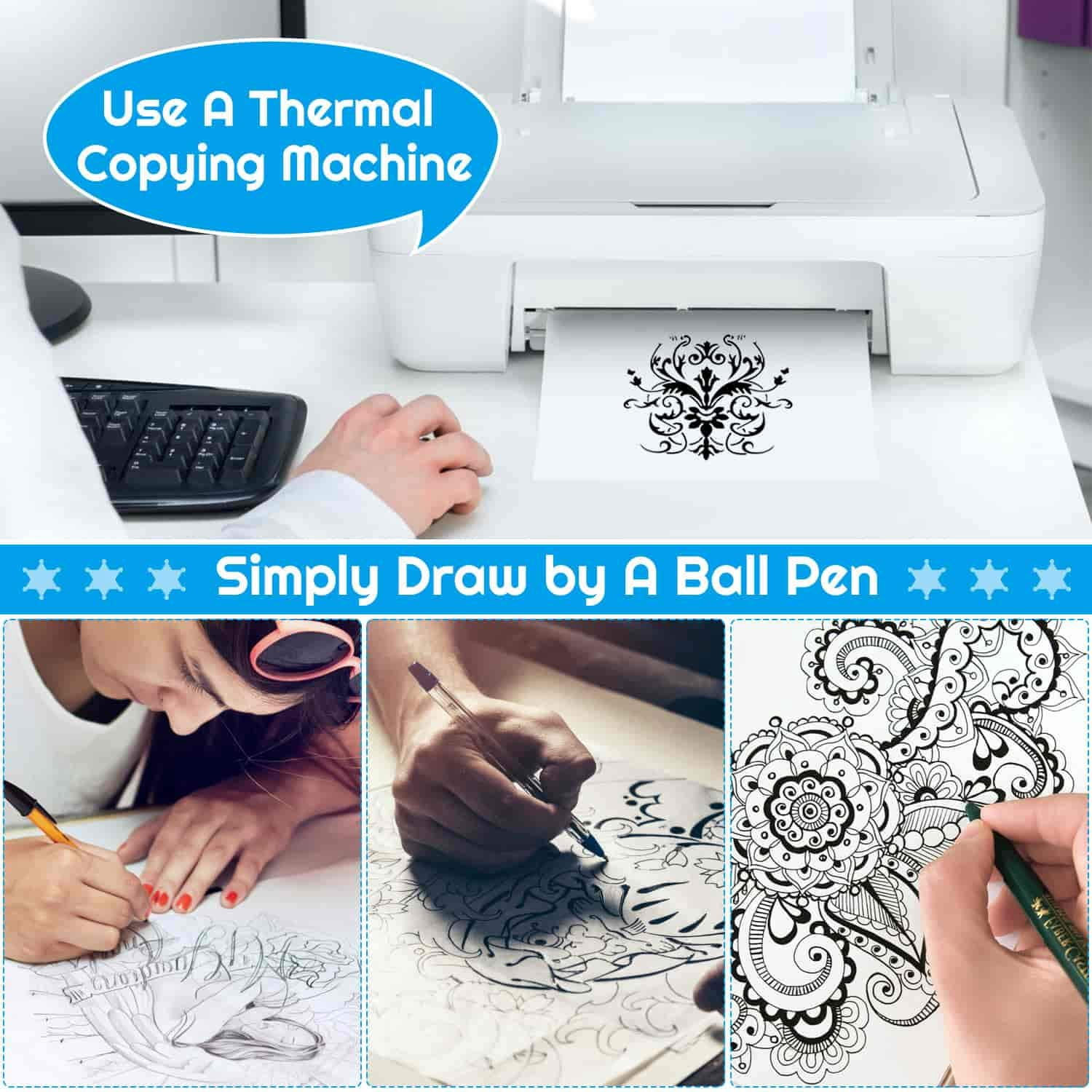 38 Sheets Tattoo Transfer Paper, Stencil Paper for Tattooing, 8 1/4" x 11 3/4