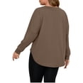 thumbnail image 5 of Plus Size Women Solid Color Long Sleeved Off Shoulder Casual Irregular Hem Shirt Tops, 5 of 6