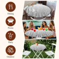 thumbnail image 7 of Gray Flower Round Tablecloth, Fitted Table Cover with Elastic for 45"-54" Round Tables, Geometric Stripe Gradient Branch Minimalist Table Cloth Outdoor Indoor Dinning Party Waterproof Tablecloths, 7 of 7