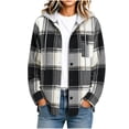 thumbnail image 2 of ZZkhGO Women's Plaid Hooded Button‑Front Cardigan Coat Long Sleeve Oversized Outerwear with Chest Pocket, 2 of 6