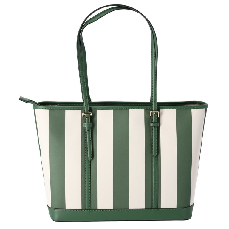 Michael Kors Jet Set Travel Large Top Zip Tote Fern Green Multi Stripe Walmart