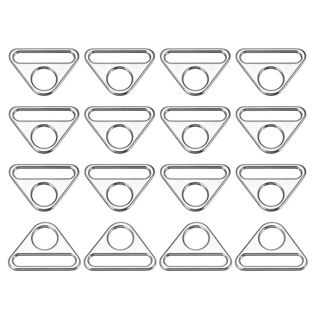 Unique Bargains 1.5' Adjuster Triangle with Bar Swivel Clip D Dee Ring Buckle, 16Pack Silver