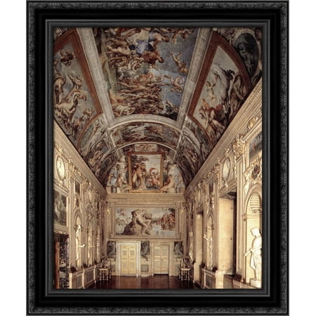 The Galleria Farnese 20x24 Black Ornate Wood Framed Canvas Art by Carracci Annibale