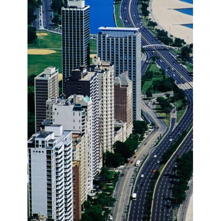 North Shore Monogram - North Lake Shore Drive Viewed from John Hancock Centre, Chicago, USA Print Wall Art By Richard I'Anson