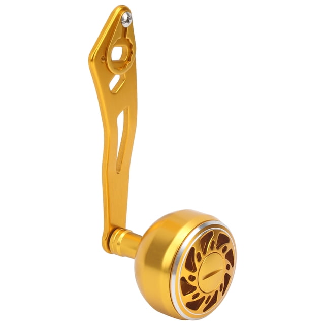 Bobine de Pêche Rocke, Baitcasting Poignée de Bobine 360 ° Rotation en Douceur Durable Confortable Pratique avec Conception de Double Trou de Culbuteur pour la Pêche Couleur de Type B, B Type Or, B