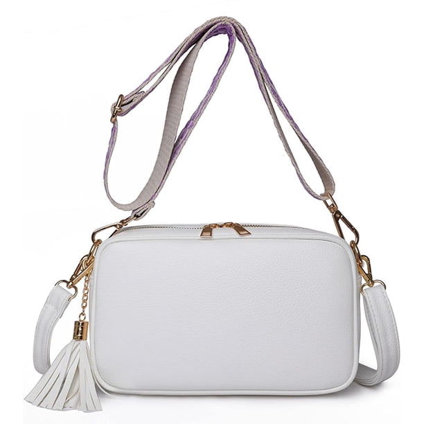 LHSHID Crossbody Bags for Women Small Shoulder Purse Leather Handbag Camera Bag with Tassels