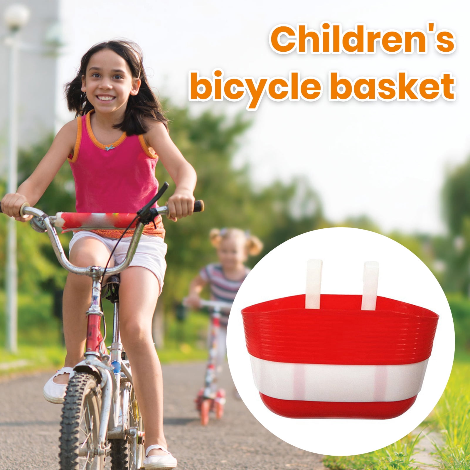 YIFAEUX Bicycle Basket Large Capacity Bright Color Strong Load-bearing Smooth Edge Easy Installation Kids Scooter Bike Handlebar Front Storage Basket Bike Supplies